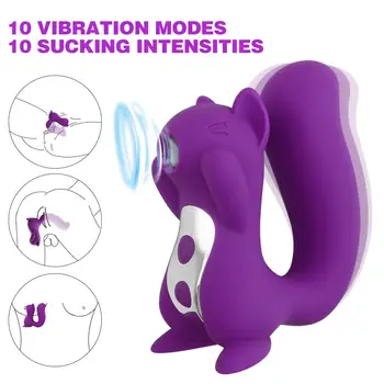 10 Dažnio Vibracijos Čiulpti Voverė Spenelių Vibratorius Gyvis Klitorio G Spot Stimuliatorius