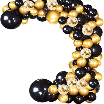 144Pcs Black Ballon Rinkinys Girliandą Arch Metalo Aukso Konfeti Latekso Balionas Vestuvių Baigimo Gimtadienio, Vestuvių Kūdikio Dušas Šalis, Deco