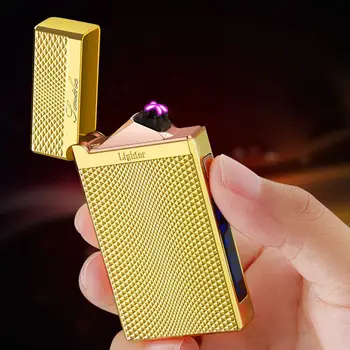 2021 NAUJAS Languotas Dvigubo Kampo Lengvesni Mini USB Įkrovimo Lengvesni Avarinio Apšvietimo Nešiojami Vėjo Cigarečių Degiklio Dovana