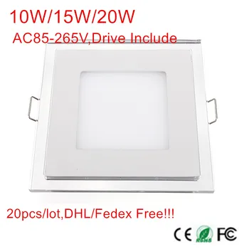 20pcs Ultra trin 10W 15W 20W 3D LED Panel Šviesa Šviesa Įleidžiamas LED Lubų patalpų Apšvietimas AC85-265V Su adapteriu
