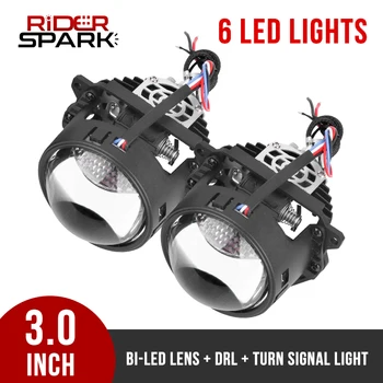 3 Colių, Bi-LED Projektorius Lęšiai 100W Hi/Lo Šviesų Objektyvą + DRL + Posūkio Signalo Lemputė Rinkiniai, H7, H4, 9005 Atšvaitas 30000LM Diodų Lustas