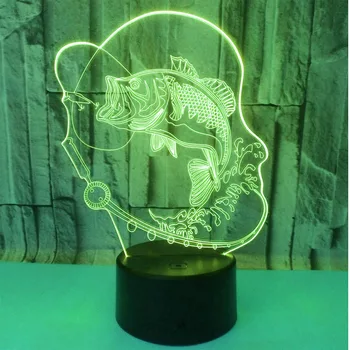 3D LED Nakties Šviesos Eiti Žvejoti Žuvų, su 7 Spalvų Šviesos Namų Puošybai Lempos Nuostabi Vizualizacijos Optinė Iliuzija Awesom