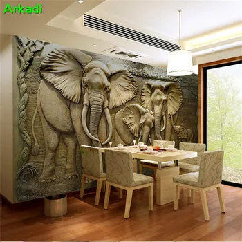 3D Pietryčių Azijos iškilumo dramblys tapetai, gyvenamasis kambarys sofos fono sienos popieriaus abstraktaus meno dekoratyvinis kraštovaizdžio bet kokio dydžio