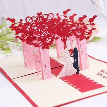 3D Pop-Up Korteles Gėlės Vestuvių Kortelės Jubiliejaus Dovanos Atvirukas Vestuvių Kvietimai, Atvirukai Valentino Dieną Šaliai Dekoro