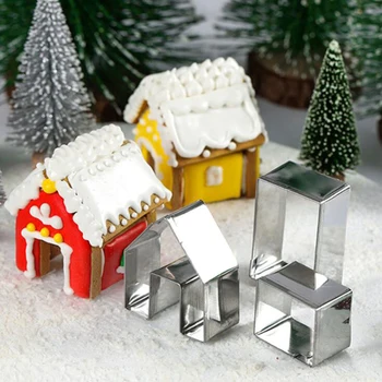 3pcs Duonos Kepimo Maker Nerūdijančio Plieno Metalo 3d Slapukas Formų Kalėdų Cookie Cutter Nustatyti Meduoliai su imbiero priedais Namai Minkštas Cutter