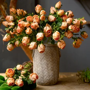 3pcs/set Septynios Galvos Kokso Krašto Rose Dirbtinių Gėlių Netikrą Gėlių Paprasta Namų Puošybai Gėlių Ornamentais, Fotografija, Foto Rekvizitai