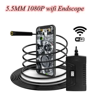 5.5 mm 2MP 1080P Belaidžio WIFI Endoskopą Fotoaparato Vaizdo Sukimas CMOS Borescope Tikrinimo Įrankis Micrsocope
