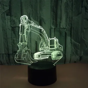 7 Spalvų Žibintas 3d Vaizdo Led Naktinis Apšvietimas Ekskavatorių Vaikams Touch Usb Lentelė Lampara Lampe Kūdikis Miega naktinė lempa Judesio Šviesos