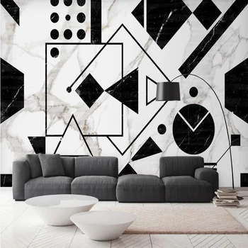 Abstrakčių geometrinių Tapetai, Modernus minimalistinio Freskos Black & white Užsakymą 3D Tapetai Vaikams, TV foną, sienos Miegamajame Dailės Studija