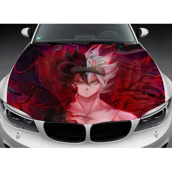 Anime Black Dobilų Automobilio Kapoto Wrap Decal Vinilo Lipdukas Spalvotas Grafinis Automobilių Lipdukas Spalvotas Grafinis Užsakymą Vaizdas Tinka Bet Kokiam Automobiliui