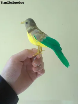 apie 12cm modeliavimas paukščių geltonosios ir žaliosios plunksnų paukštis modelis rankdarbių namų, sodo Puošmena Fotografijos rekvizitai h0900
