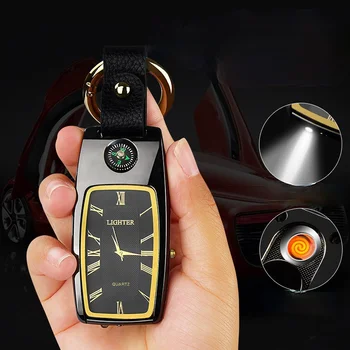 Asmeninį Automobilį Keychain Žiūrėti Lengvesni Daugiafunkcinis Įkrovimo Cigarečių Žiebtuvėlis su Šviesos Dalykėlių Vyrų Technologija