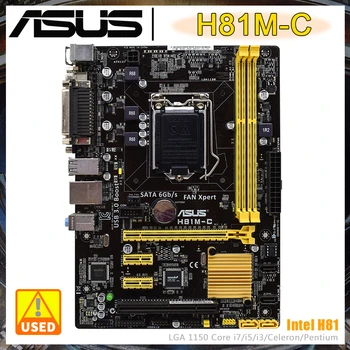ASUS H81M-C Plokštė Intel H81 Chipset LGA 1150 Lizdu Intel 22nm, CPU Core i7 i5, i3 Pentium Celeron Mic ATX Mainboard H81