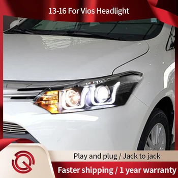 Automobilio Modelio priekinis žibintas Toyota VIOS Žibintai LED DRL žibintus Bi-Xenon Šviesos Rūko žibintai Angel Eyes