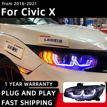 Automobilių Stiliaus Žibintai Honda CIVIC X G10 LED Žibintų 2016-2021 Žibintas DRL Signalas Projektoriaus Objektyvas, Automobilių Priedai