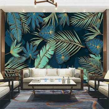beibehang užsakymą Tropinių augalų lapai 3D didelės tapetai, freskos retro šiuolaikinės atogrąžų miškų miegamasis, TV foną, namų dekoro