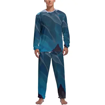 Bell Kalnų Pižama Šventieji Kalnai Spausdinti Vyrams, Ilgomis Rankovėmis Kawaii Pižama Komplektas 2 Vnt Kambario Žiemos Grafinis Sleepwear Dovanų Idėjos