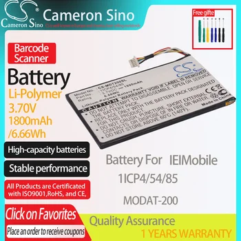 CameronSino Baterija IEIMobile MODAT-200 tinka IEIMobile 1ICP4/54/85 brūkšninių kodų Skaitytuvas baterija 1800mAh 3.70 V Li-Polymer Juoda