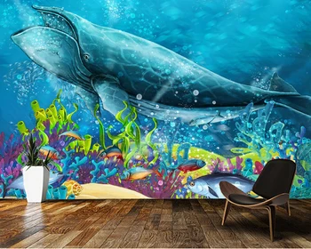 Custom 3d papel de parede,Povandeninis banginis freskomis už restoranas, suši restoranas gyvenimo kambario sienos namų dekoro tapetai