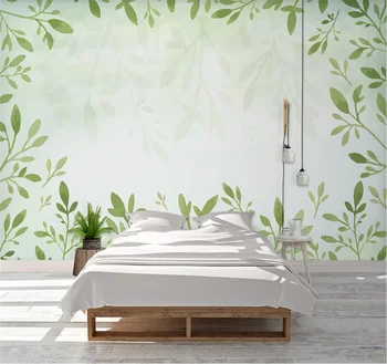 Custom 8d tapetai, freskos mažų šviežių augalų lapų fone sienos 3d nuotraukų siena, sienų dangos
