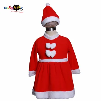 Eraspooky Kalėdų Kostiumas Vaikams Kalėdų Suknelė Mergaitėms 2017 Aksomo Santa Claus Suknelę Ir Skrybėlę Ir Nustatyti Vaikų Kalėdų Šluostės