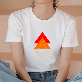 Geometrija O-Kaklo Moterims Topai Geometrija, Grafika Paprasta Marškinėliai Balti Pagrindinis T-shirt Išskirtinį Mados Tee Panele Laisvalaikio Moterų Vasarą