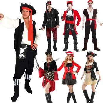Halloween Kostiumai, Moterims, Vyrams, Piratų Vyrų Captain Jack Sparrow Karibų jūros Piratai Cosplay Nustatyti Jokių Ginklų
