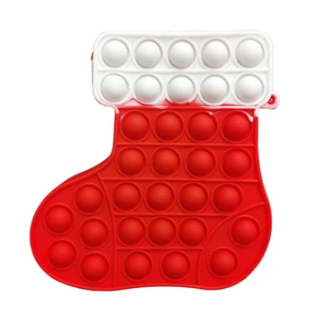 Kalėdų Kojinę Socking Formos Push It Burbulas Žaidimas, Paprasta Silicio Fidget Žaislus Vaikams, Suaugusieji Monetos Rankinėje Žaislas Kalėdų dovana