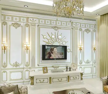 Klasikinės Europos 3d sienų freskomis gyvenimo kambario sienos dokumentų namų dekoro 3d Aukso reljefo lauke TV fono sienos