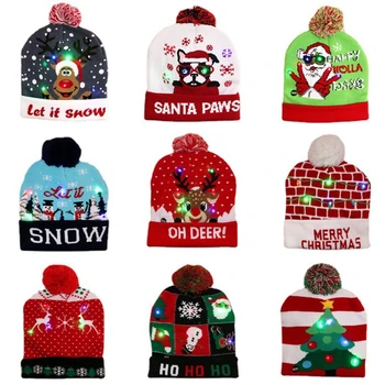 LED Kalėdų Skrybėlę Megztinis Megztas Kalėdų Šviesos Iki Megzti Skrybėlę Kalėdų Dovana Vaikams Kalėdos naujieji Metai Apdaila
