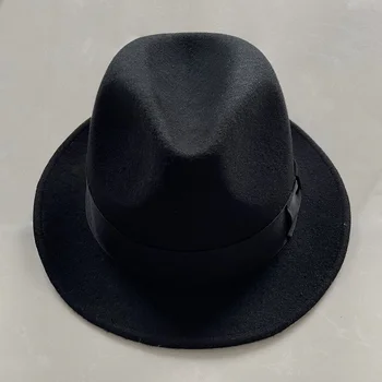 LIHUA Prekės Fedora Skrybėlę Vyrų Panama Trilby Skrybėlę Trumpas Kraštų 100% Vilna Džiazo Skrybėlės