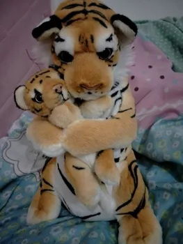 mielas modeliavimas tigras žaislas pliušinis aukštos kokybės geltonas tigras mama&baby doll dovana, apie 38cm 2806