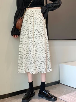 moteriški sijonai 2021 m. pavasarį ir rudenį naujas vidutinio ilgio polka-dot sijonas, moterų dizaino prasme, aukštos juosmens ir plonas-line sijonas