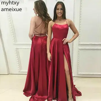 Nauja Seksuali Raudonos Vakarinės Suknelės 2023 Ilgai Backless Rankovių Backless Pusės Split Vakare Gown Chalatas De Soiree
