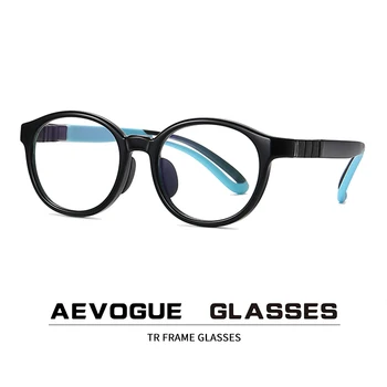 Nauja vaikų anti-mėlyna akinius berniukų ir mergaičių apvalus rėmo plokščio veidrodžio atminties silikono šventyklos akinių rėmeliai AE0960