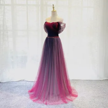 Naujas Elegantiškas Stebėjimo Vakarinę Suknelę Klostyti-Line Paprasta Trumpomis Rankovėmis, Grindys-Ilgis Tiulio Nėrinių Šalis Oficialų Suknelė Moteris B756
