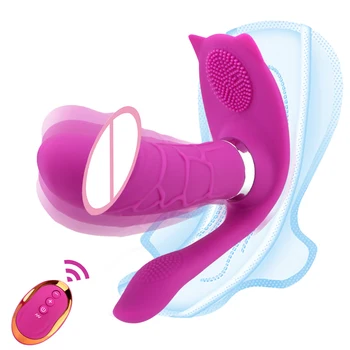 Nešiojami Dildo Vibratorius Makšties masažas Masturbator Kelnaitės Analinis Klitorio Stimuliatorius Nuotolinio Valdymo Sekso Žaislai Moterims, Šildymo