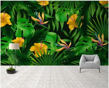 Pasirinktinius nuotraukų freskos 3d tapetai Modernus, paprastas ir madingas high-end žalieji augalai dekoro kambarį tapetai sienos 3 d