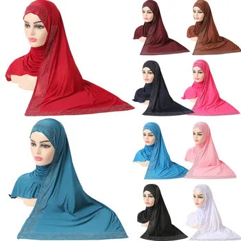 Ramadanas Musulmonų Moterys Amira Skarelė Hijab Kalnų Krištolas Skara Galvą Wrap Malda Islamo Bandana Turbaną Arabų Skrybėlę, Artimųjų Rytų Mados