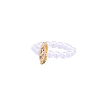 Rose Aukso Ir Aukso Spalvos Imituojamas Pearl Reguliuojamas Elastingas Žiedas 2018 Kristalų Žavesio Moterų Piršto Žiedą, Didmeninė