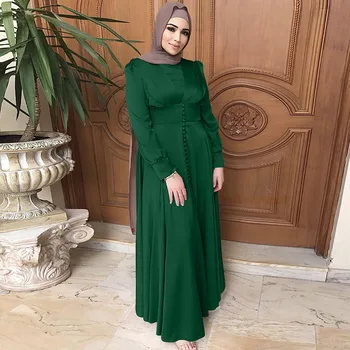 Saudo Arabijos Islamo Duobute Elegantiškas Satino Konservatorius Ilga Suknelė Musulmonų Mados Moterų Suknelė Abaja Amerikos Vakarinę Suknelę