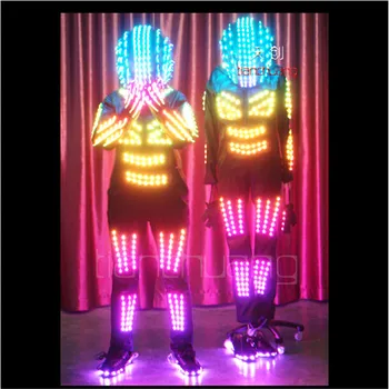 TC-67 LED spalvinga šviesos robotas kostiumai Full šalis nešioti sportinių šokių led RGB šalmas naktinis klubas programuojami medžiaga led vyrai