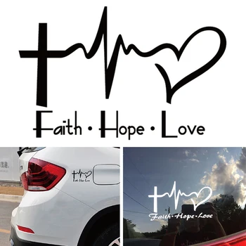 Tikėjimas, Viltis, Meilė Vinilo Automobilių Lipdukas Animacinių Filmų Jėzus Krikščionių Religiou Biblija Simbolis