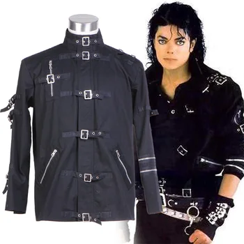 Unisex Michael Jackson Juoda Striukė viršutinį Sluoksnį Cosplay Outwear Street Punk MJ, Helovyno Cosplay Karinės Etapo Rezultatus Kostiumas