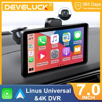 Universalus 7 colių Automobilio Radijo Multimedia Vaizdo Grotuvas, Bevielis Carplay Auto IPS Jutiklinį Ekraną 4K DVR Dashcam, Skirti 
