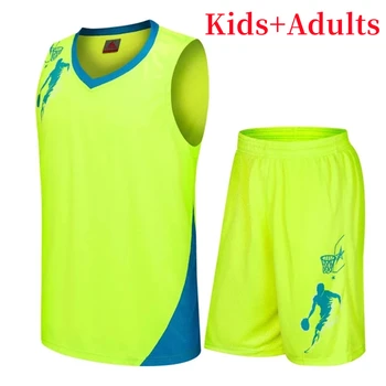 Vaikai Ir Suaugusieji Krepšinio Jersey Rinkiniai Uniformų Komplektai, Tėvų, Vaikų Drabužiai, Sporto Apranga Kvėpuojantis Mokymo Krepšinio Megztiniai, Šortai