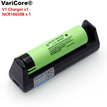 VariCore V1 18650 Smart baterija, Įkroviklis + 1PCS NCR18650B 3400mAh Li-ion Baterija 3.7 V Žibintuvėlio baterijos