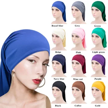 Vientisos Spalvos Mados Hijab Tuban Variklio Dangčio Skrybėlę Wrap Galvos Apdangalą, Moterims Musulmonų Vidinis Hijabs Bžūp Underscarf Turbante Mujer