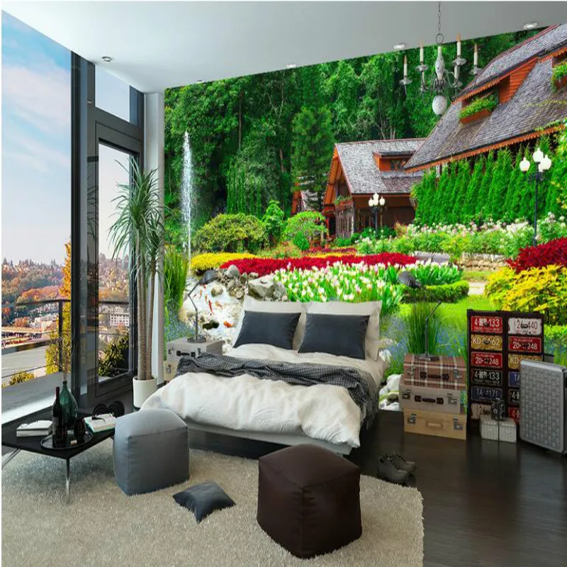 3d gamtos kraštovaizdžio ekrano užsklanda, gyvenamasis kambarys, iš namų foto šiuolaikinių tapetų Fone Sienų Tapyba-freskos šilko popieriaus Nuotrauka 4