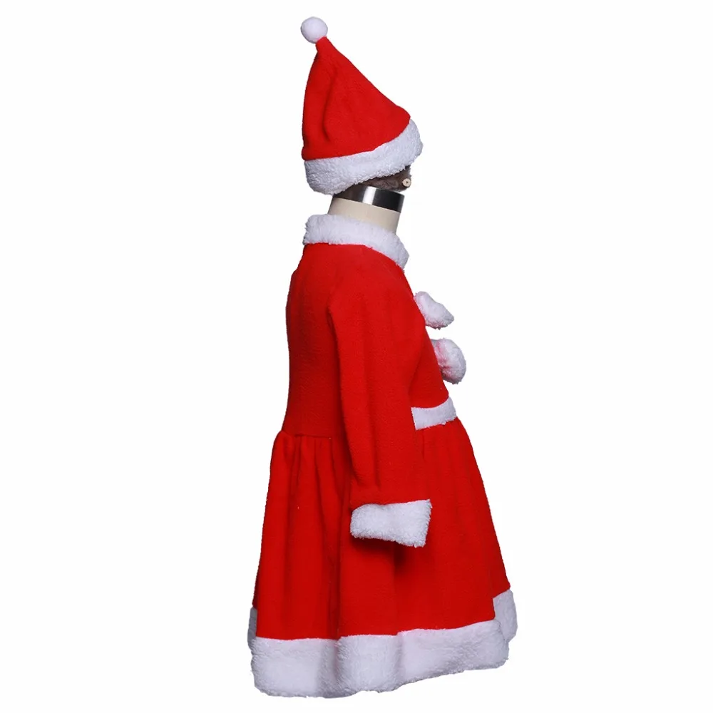 Eraspooky Kalėdų Kostiumas Vaikams Kalėdų Suknelė Mergaitėms 2017 Aksomo Santa Claus Suknelę Ir Skrybėlę Ir Nustatyti Vaikų Kalėdų Šluostės Nuotrauka 1